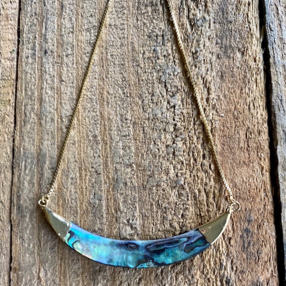 Restocked! Abalone Shell Crescent Necklace - Picture 5 of 8